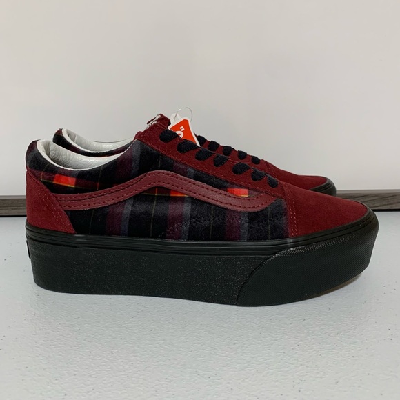 Vans Old Skool Stackform 'Velvet Plaid' Shoes-Size NWT